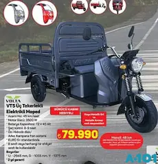 VOLTA VT5 ÜÇ TEKERLEKLİ ELEKTRİKLİ MOPED MOTOSİKLET fiyat ve kampanya bilgisi